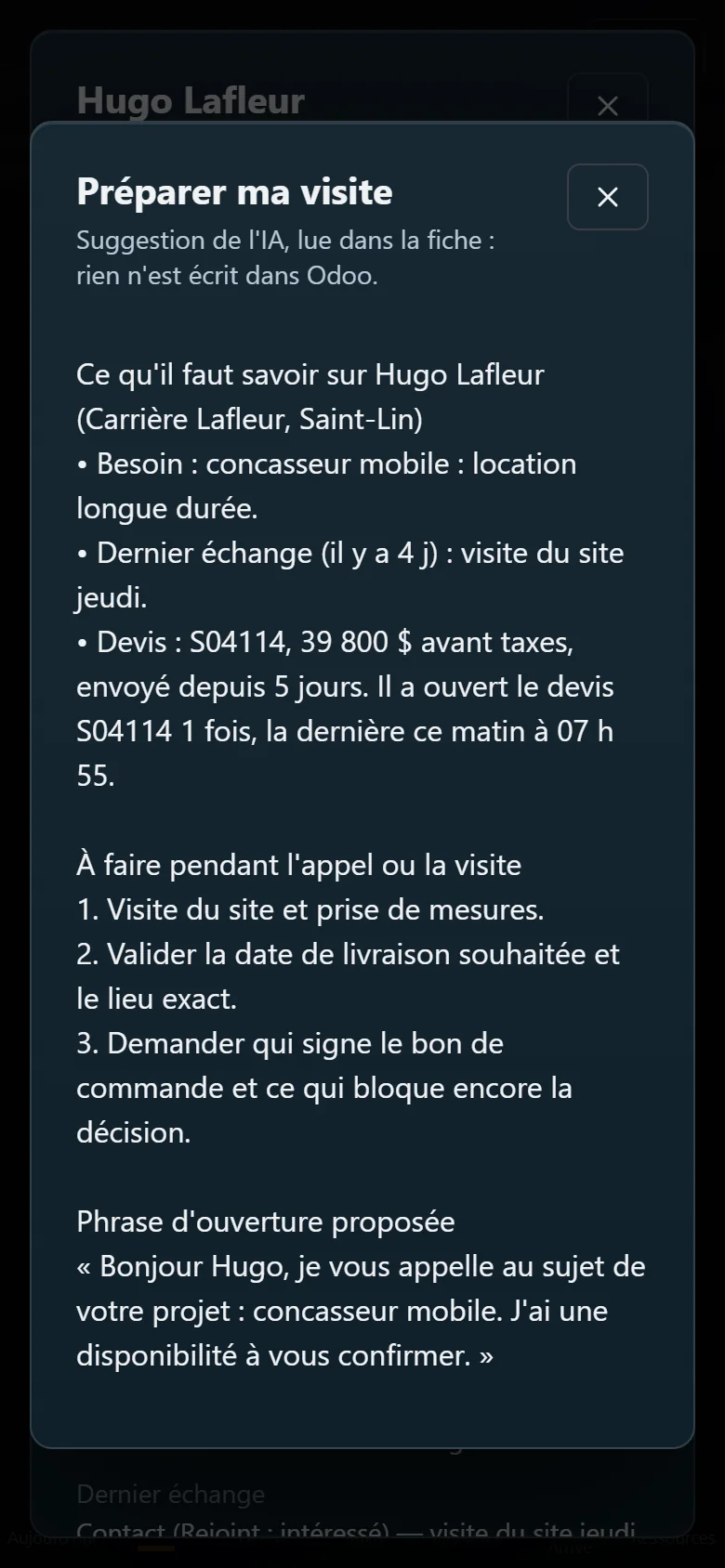 Préparer ma visite sur téléphone